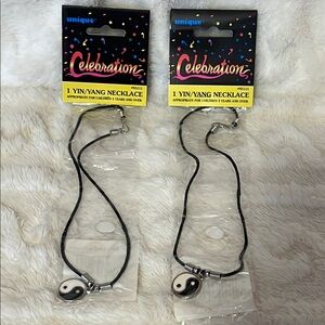 2 For $15 Yin Yang Pendant Necklace - Black and White 14”